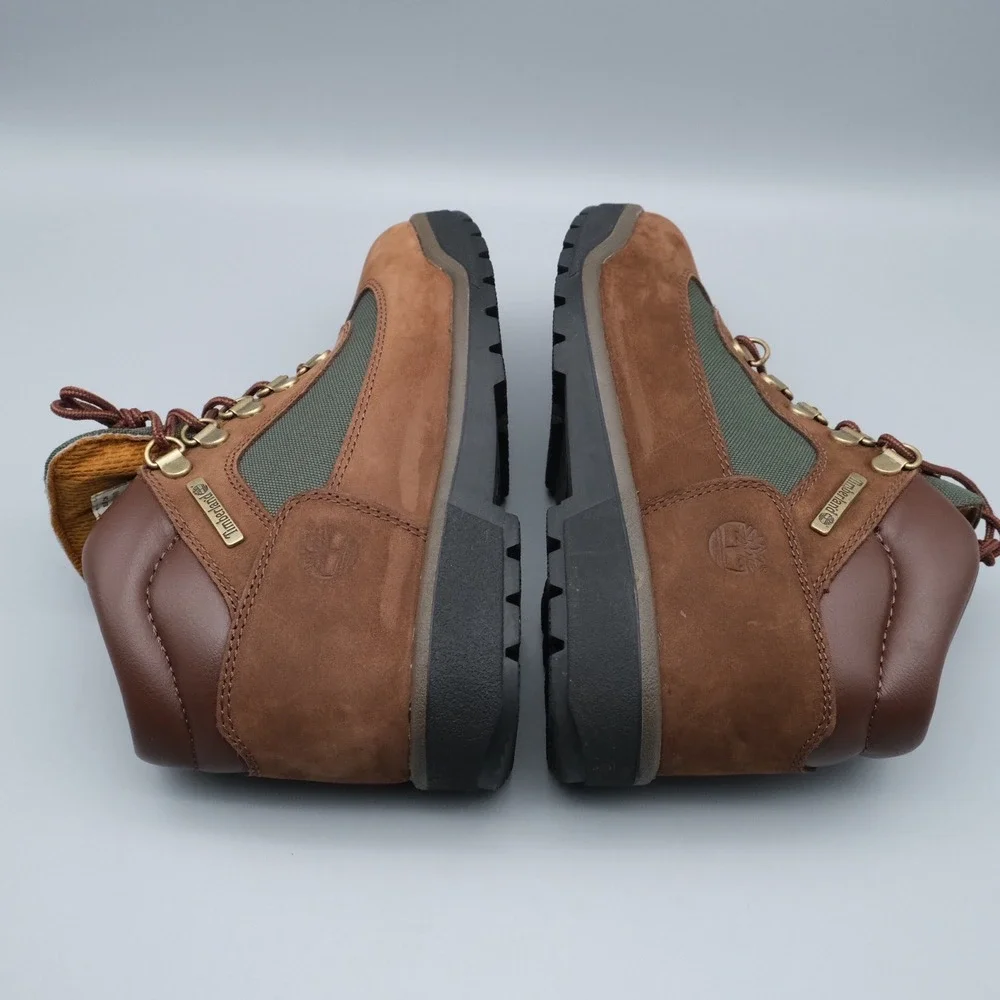Timberland Field Boots Kids Brown Green Leather Canvas 4 16937 Outdoor